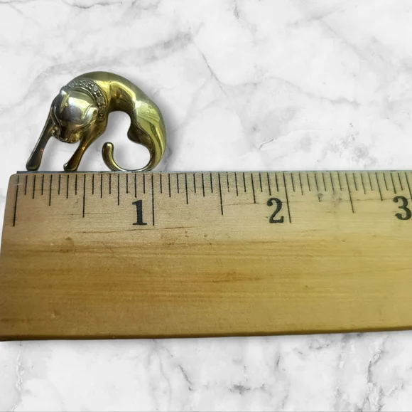 Vintage Gold Panther Cougar Omega Slide CZ Made In Italy 925 Stamp - Picture 9 of 9